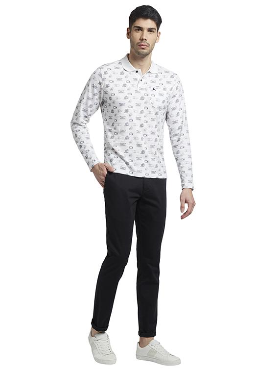 navy blue solid chinos - 17504508 - Standard Image - 3