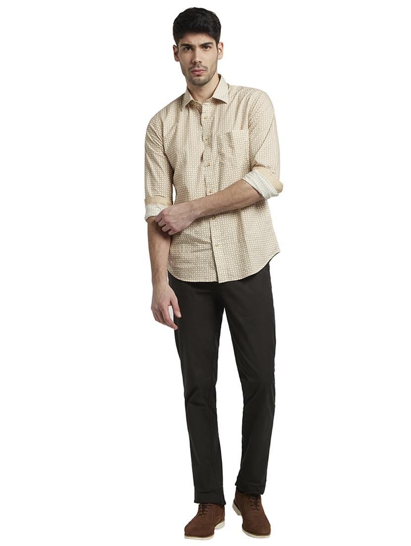 olive green checkered flat front casual trouser - 17504530 - Standard Image - 3