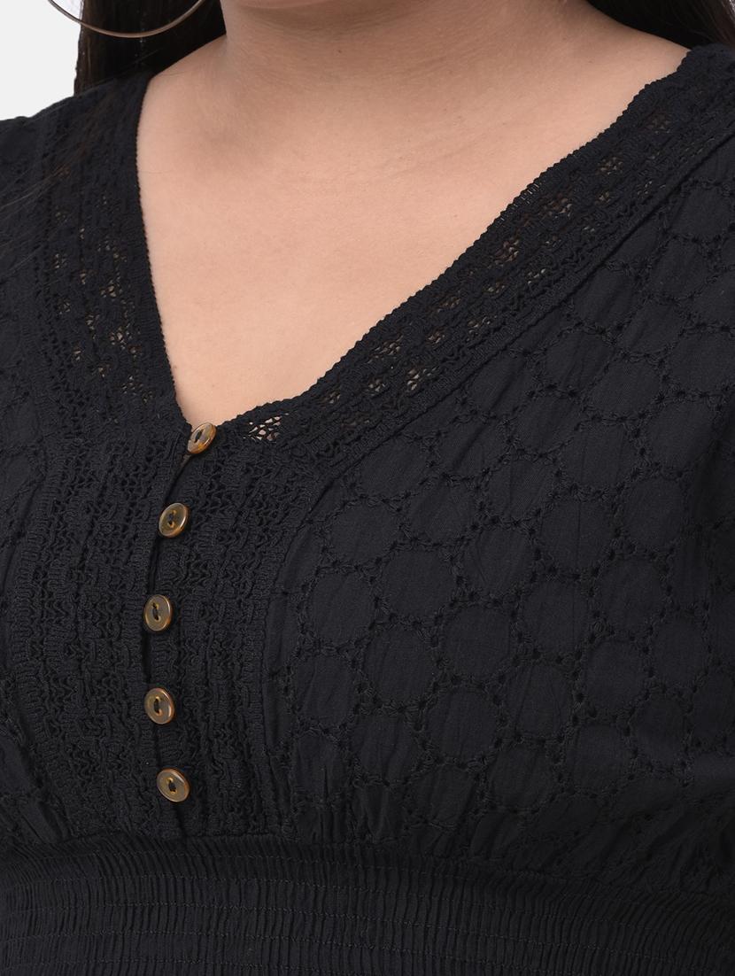 crochet panel plus dress - 17504716 - Standard Image - 3