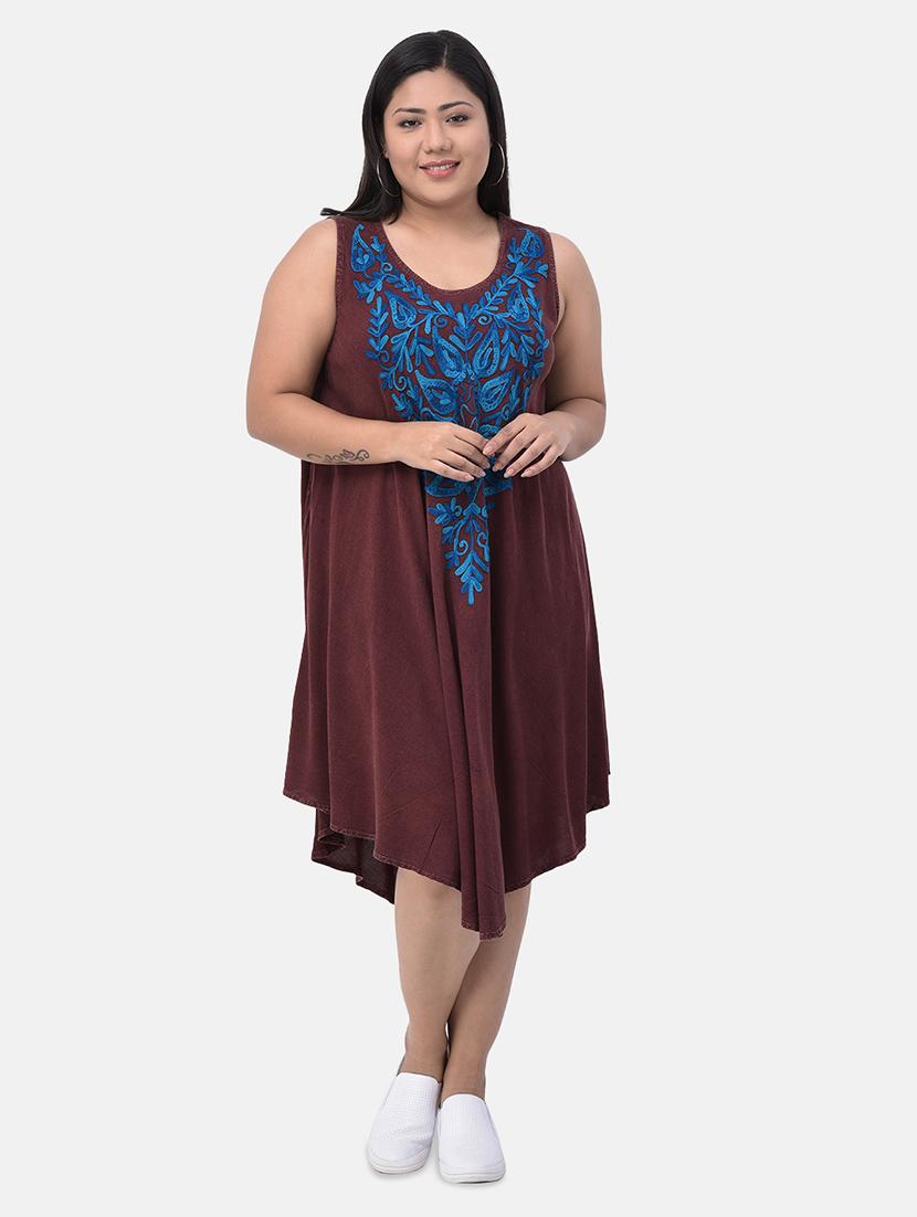 embroidered asymmetric plus dress - 17504749 - Zoom Image - 0
