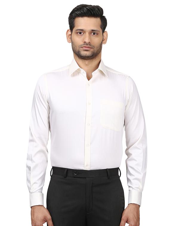 off white solid formal shirt - 17505994 -  Zoom Image - 0