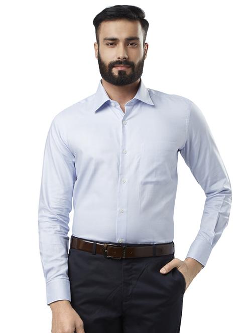 light blue self design formal shirt - 17506041 - Standard Image - 0