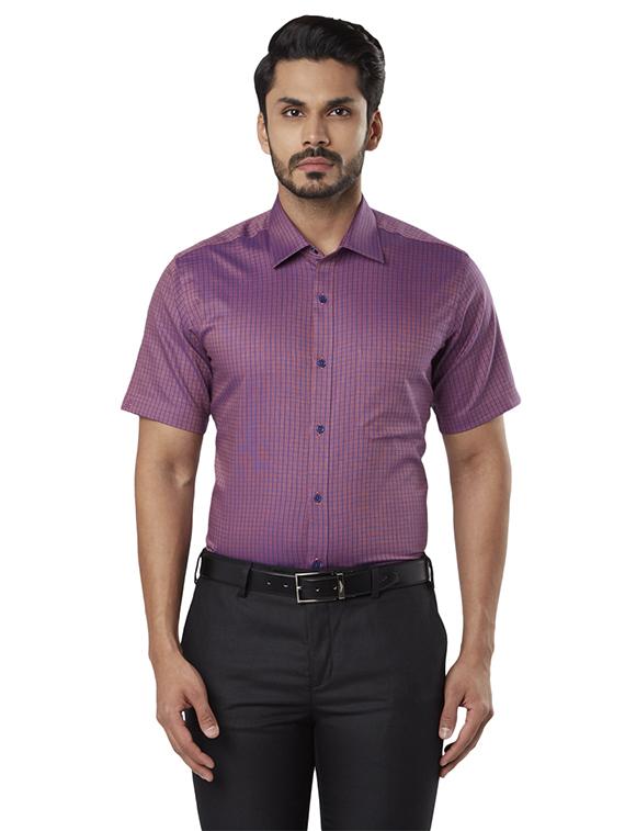 purple checkered formal shirt - 17506180 - Zoom Image - 0