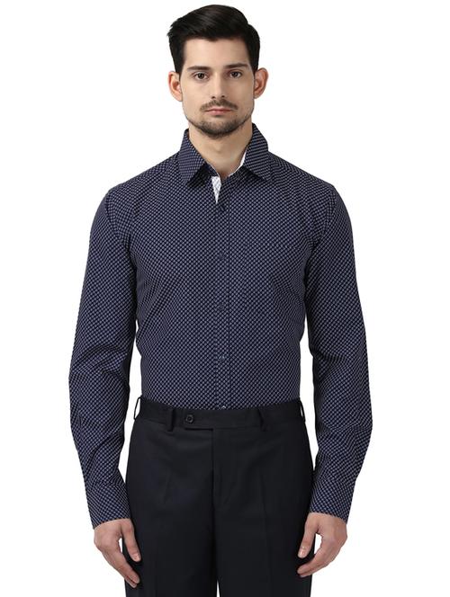 navy blue printed formal shirt - 17506268 -  Standard Image - 0