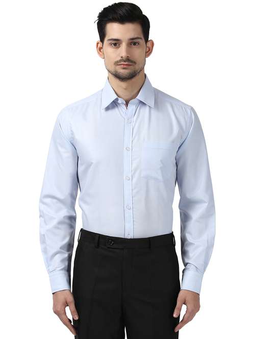 light blue solid formal shirt - 17506290 - Standard Image - 0