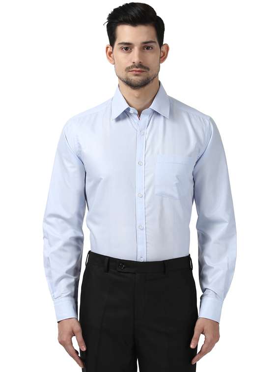 light blue solid formal shirt - 17506290 - Zoom Image - 0