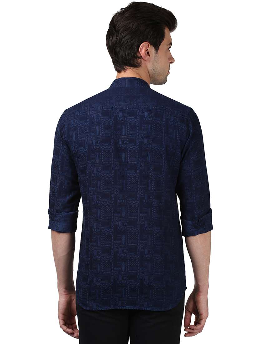 navy blue printed casual shirt - 17506390 - Standard Image - 3