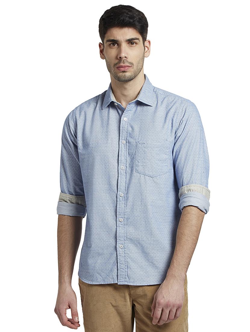 light blue self design casual shirt - 17506393 - Zoom Image - 0