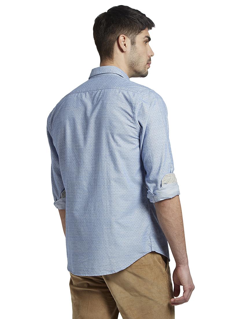 light blue self design casual shirt - 17506393 - Standard Image - 3