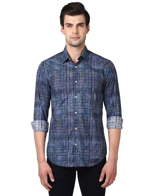 navy blue checkered casual shirt - 17506408 -  Standard Image - 0