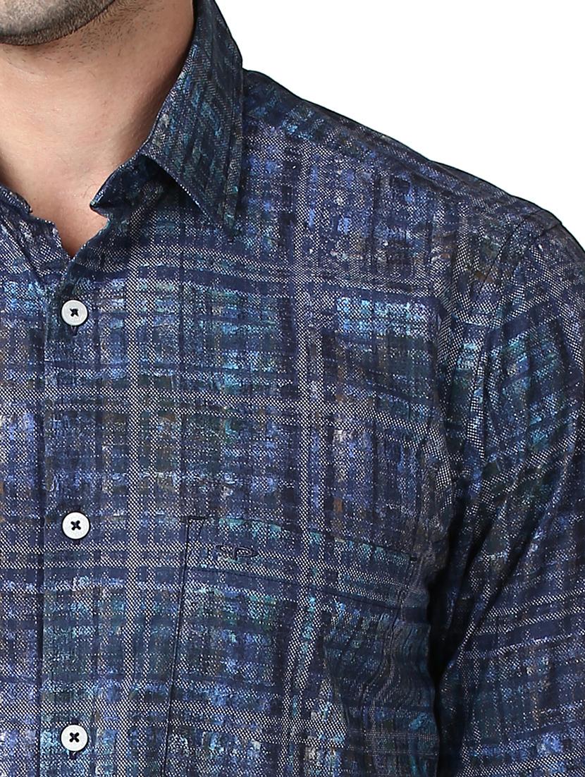 navy blue checkered casual shirt - 17506408 - Standard Image - 5