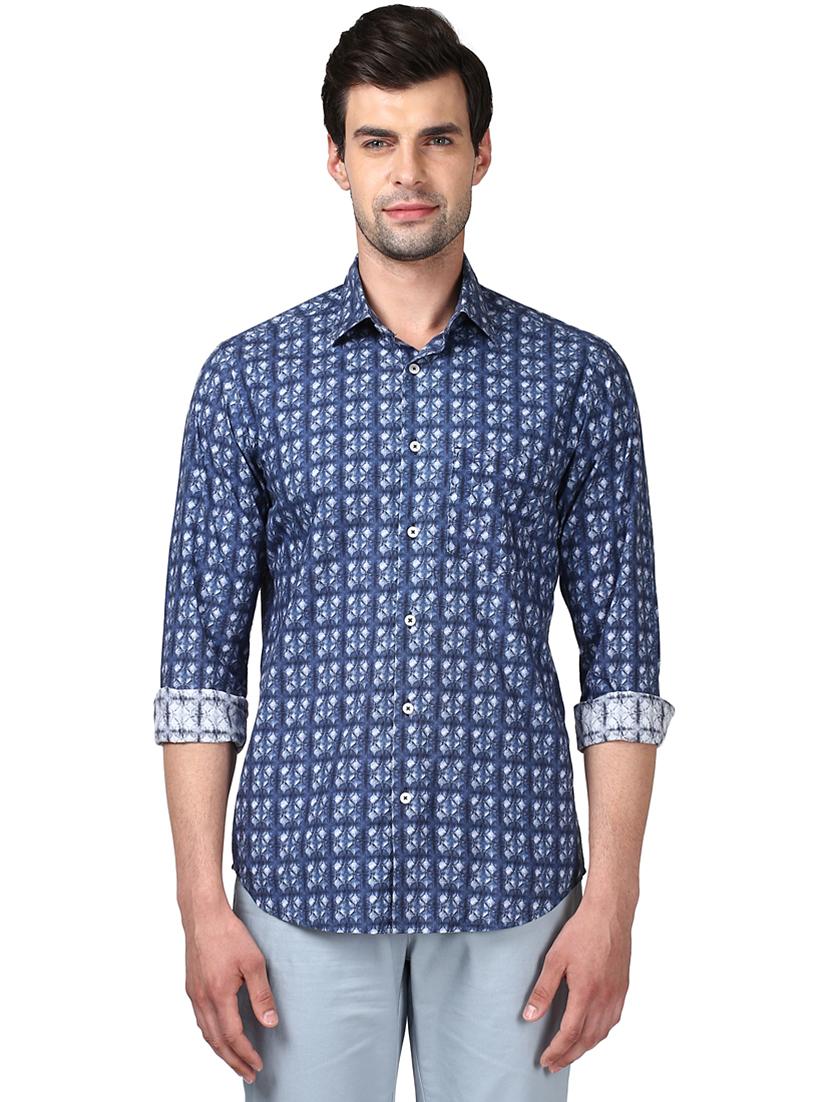 navy blue printed casual shirt - 17506409 - Zoom Image - 0