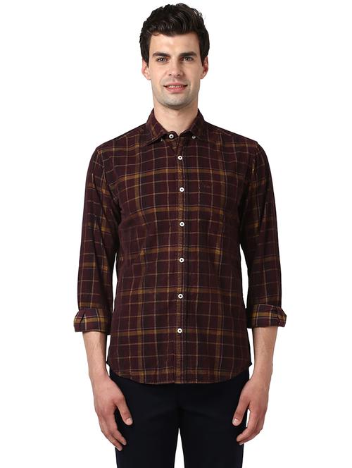 maroon checkered casual shirt - 17506420 -  Standard Image - 0