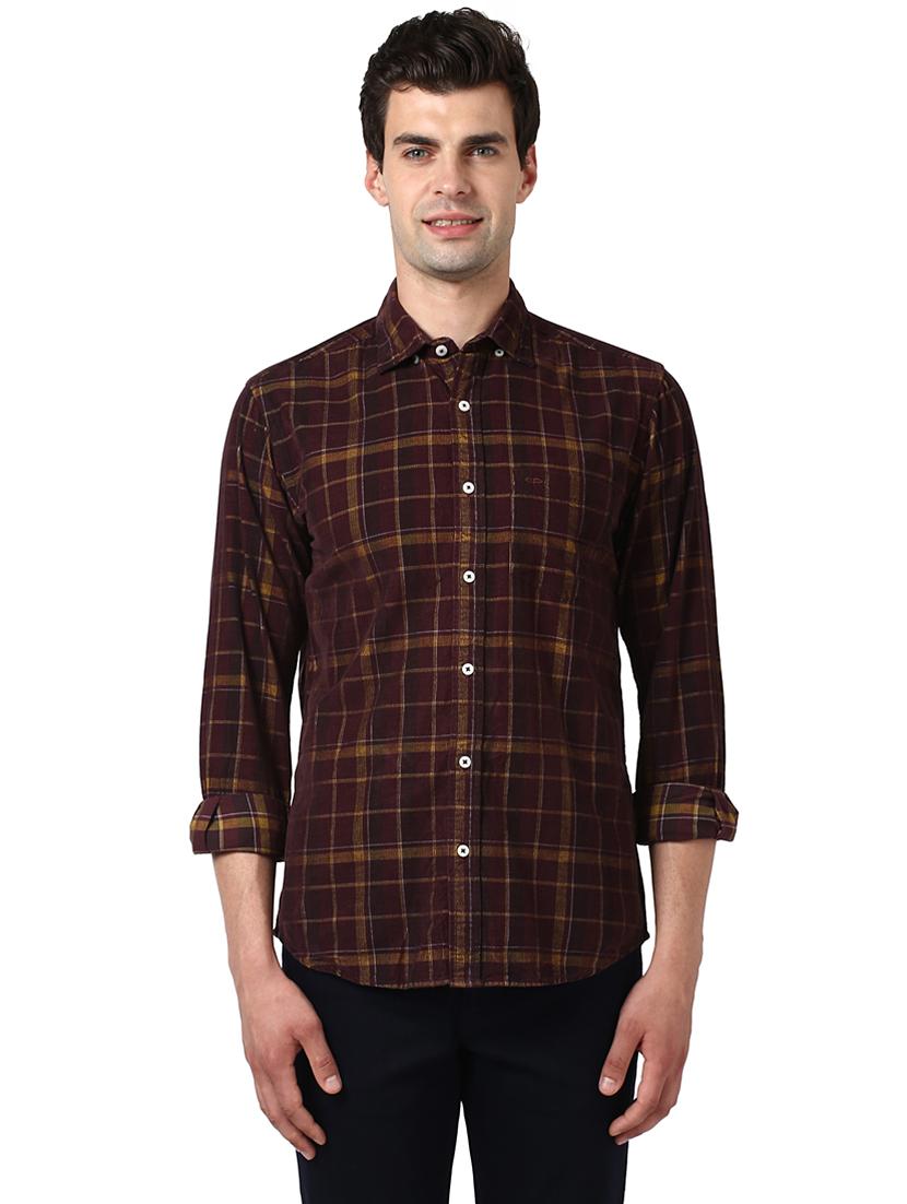 maroon checkered casual shirt - 17506420 -  Zoom Image - 0