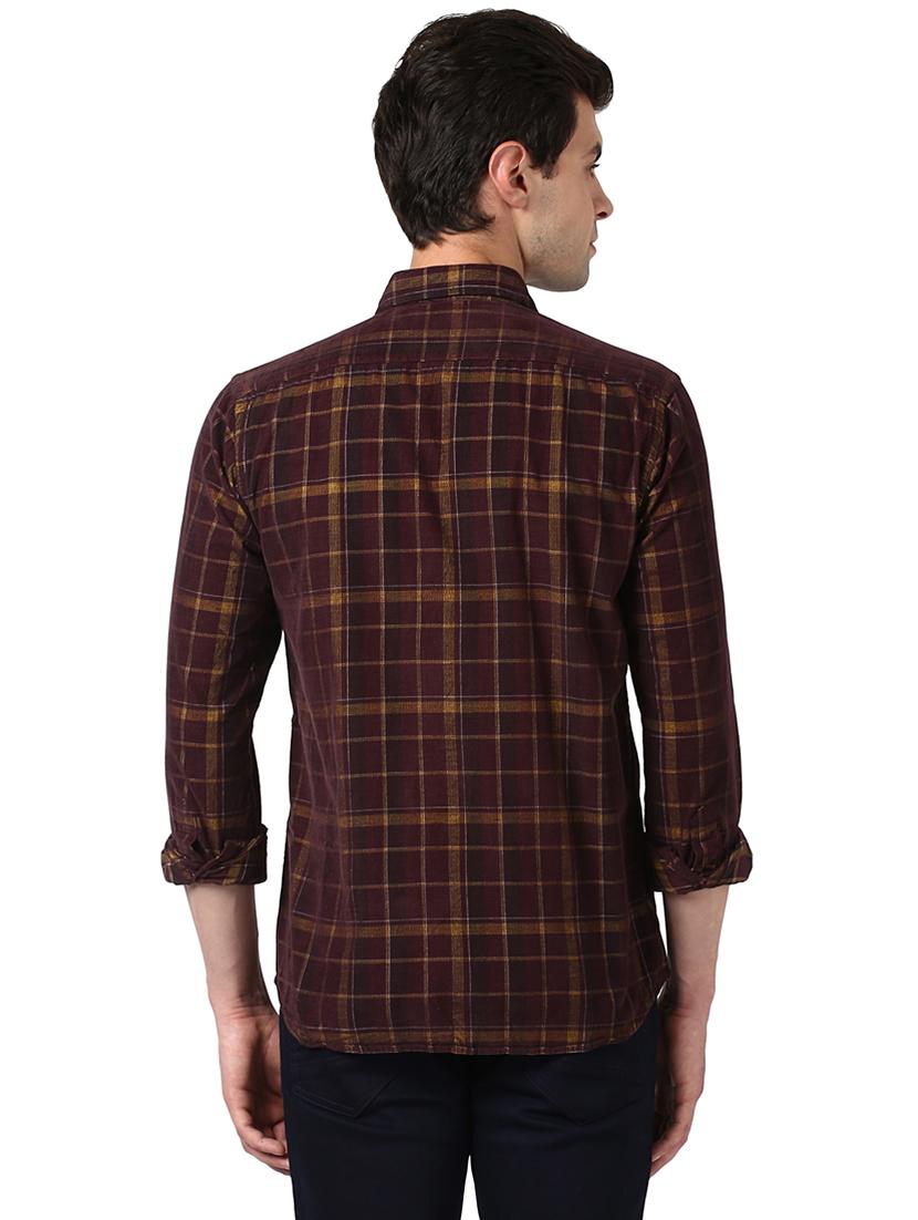 maroon checkered casual shirt - 17506420 - Standard Image - 3