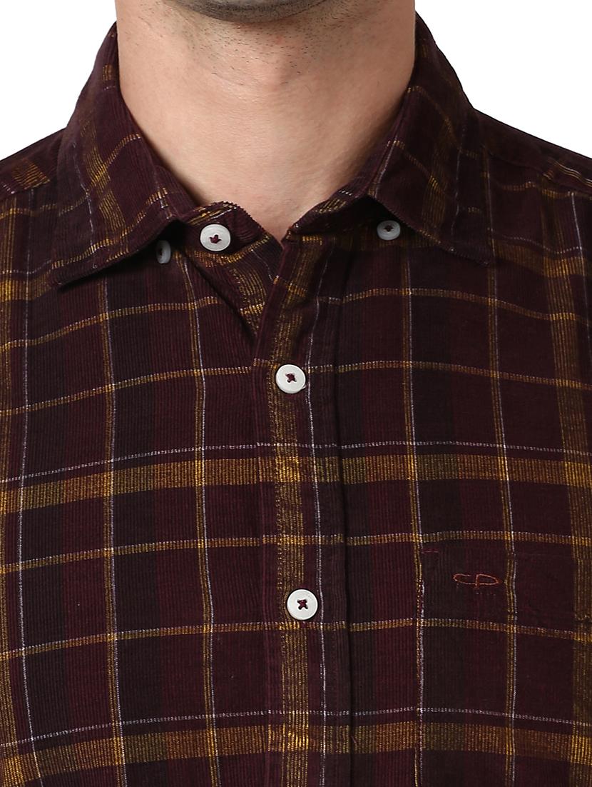 maroon checkered casual shirt - 17506420 - Standard Image - 5