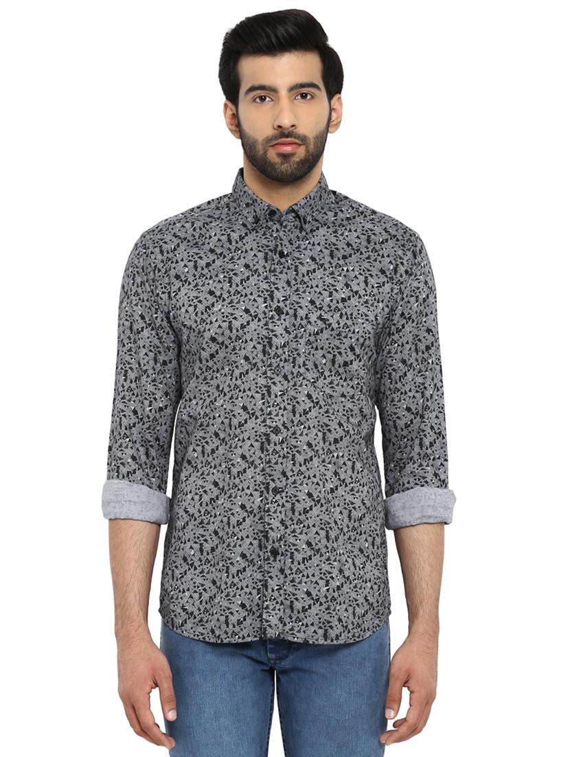 grey printed casual shirt - 17506513 -  Zoom Image - 0