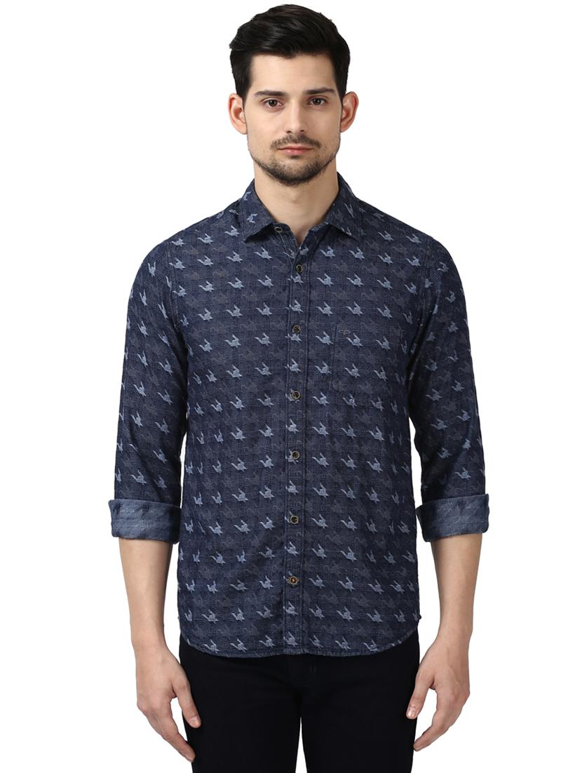 navy blue printed casual shirt - 17506580 - Zoom Image - 0