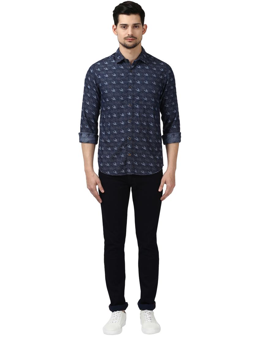 navy blue printed casual shirt - 17506580 - Standard Image - 3