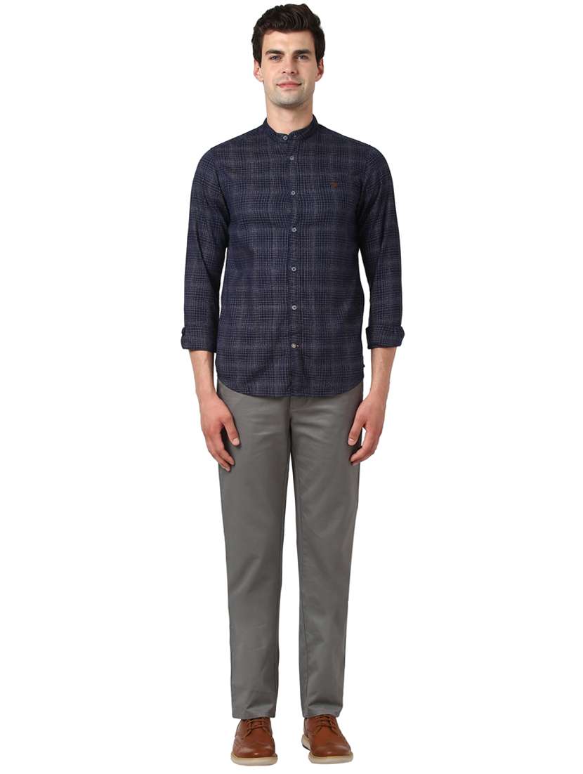 navy blue checkered casual shirt - 17506589 -  Standard Image - 3