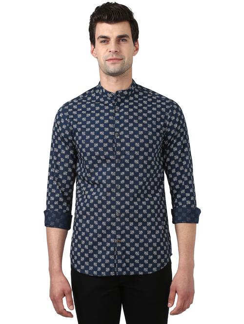 navy blue printed casual shirt - 17506600 -  Standard Image - 0