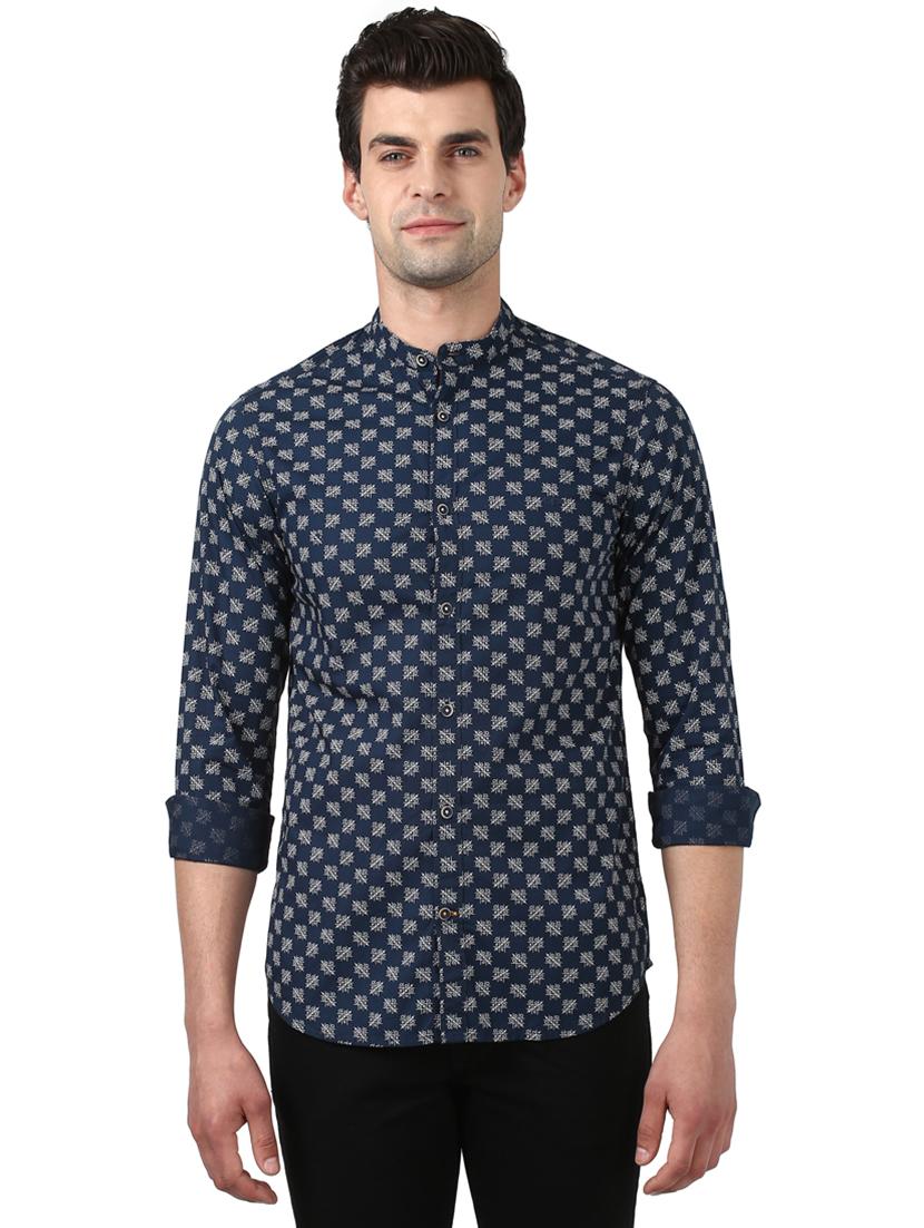 navy blue printed casual shirt - 17506600 -  Zoom Image - 0