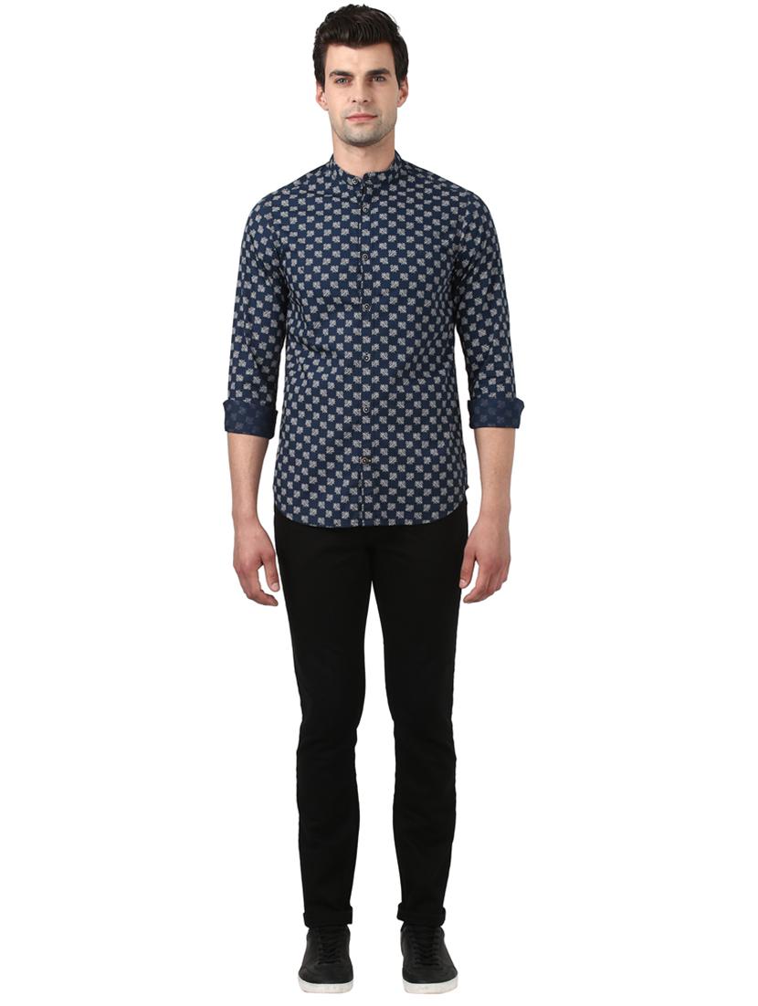 navy blue printed casual shirt - 17506600 - Standard Image - 3