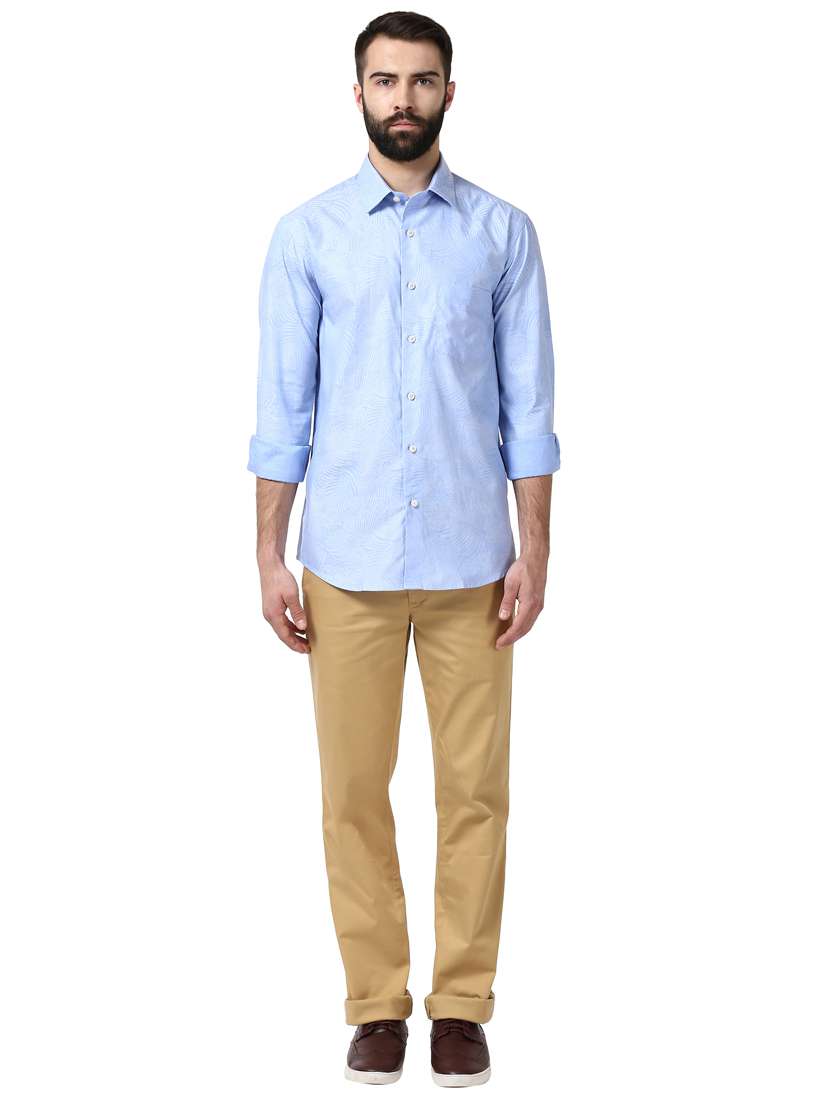 light blue printed casual shirt - 17506683 - Standard Image - 3