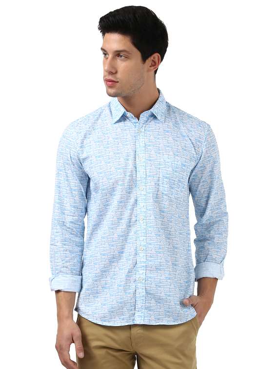 light blue printed casual shirt - 17507018 - Zoom Image - 0
