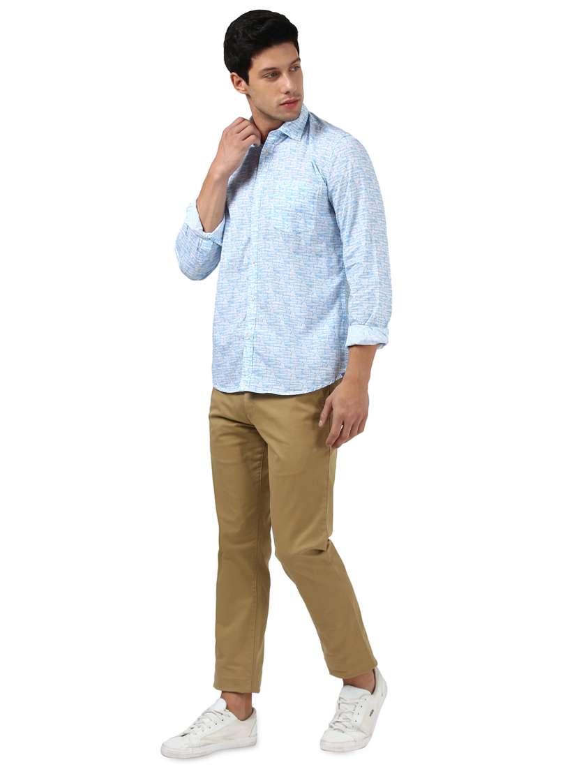 light blue printed casual shirt - 17507018 - Standard Image - 3