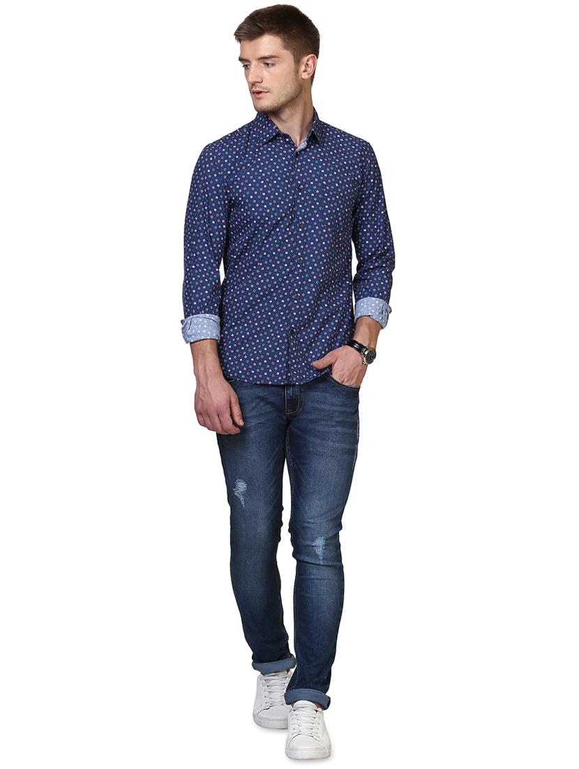 blue printed casual shirt - 17507110 - Standard Image - 3