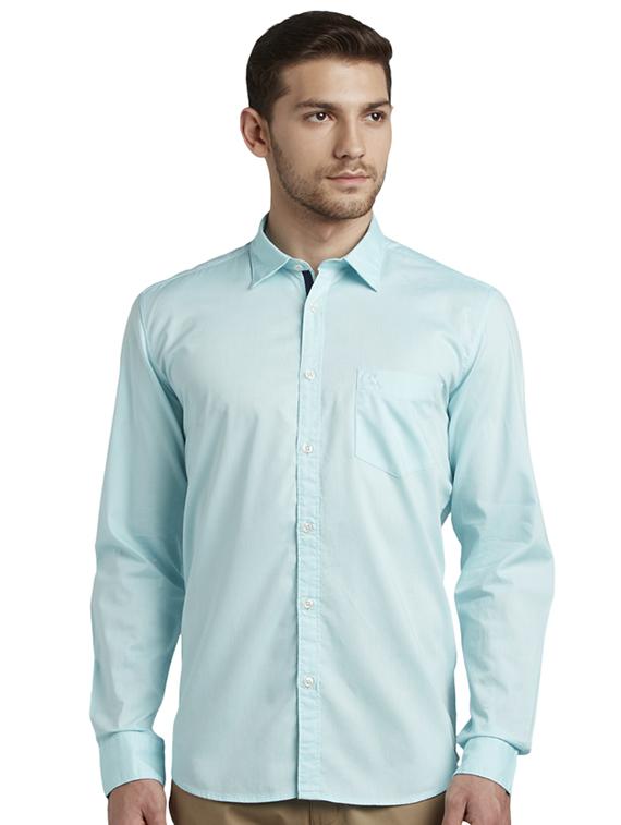 light blue solid casual shirt - 17507317 - Zoom Image - 0