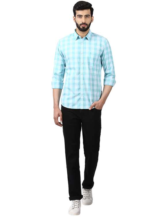 light blue checkered casual shirt - 17507473 - Standard Image - 3