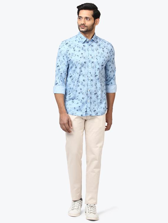 blue floral casual shirt - 17507488 - Standard Image - 3
