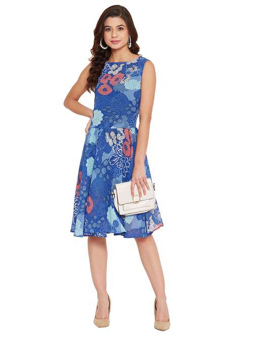round neck floral a-line dress  - 17508005 -  Standard Image - 0