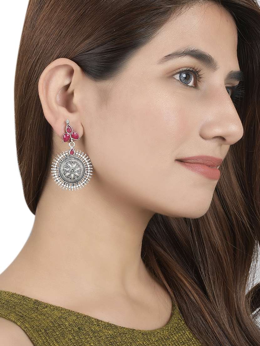 silver brass drop earring - 17509226 -  Standard Image - 3