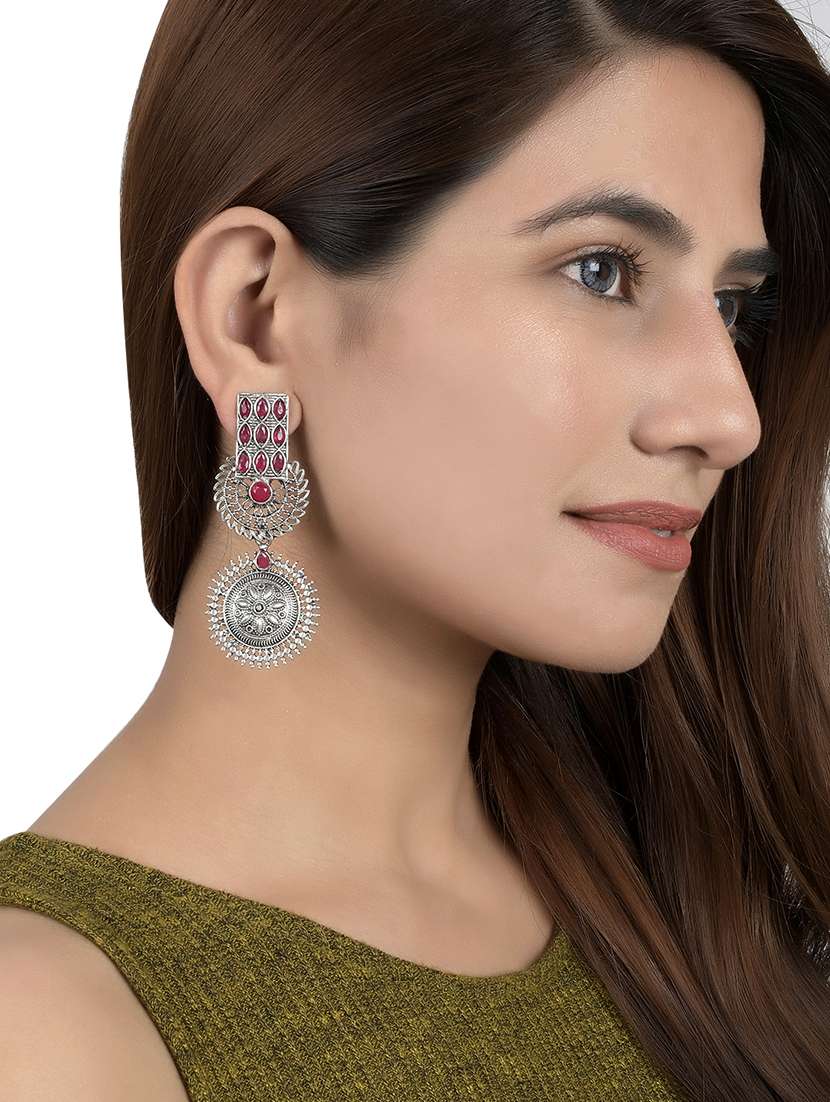 silver brass drop earring - 17509227 -  Standard Image - 3