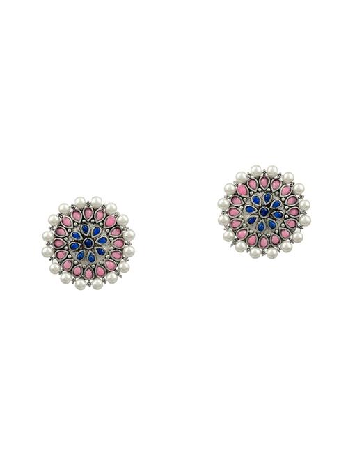 silver brass studs earring - 17509244 - Standard Image - 0