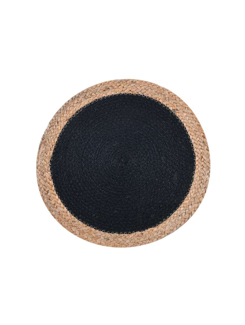 kds beautiful cotton and jute place mat for dinning table size(15x15 inches) (pack of 6)black