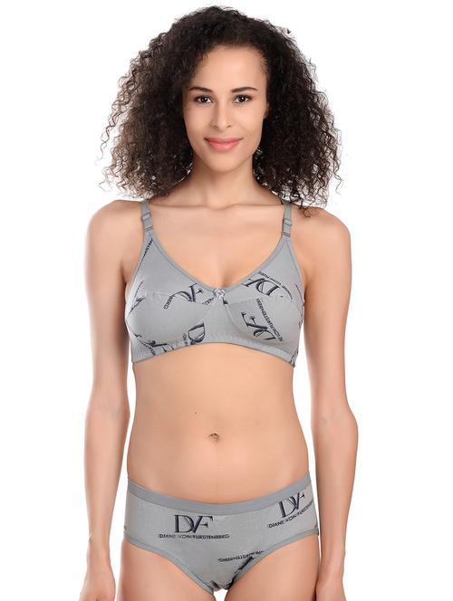 grey hosery bras and panty set - 17510164 -  Standard Image - 0