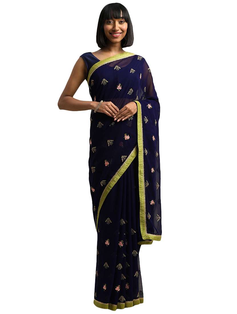 women's embroidered saree with blouse