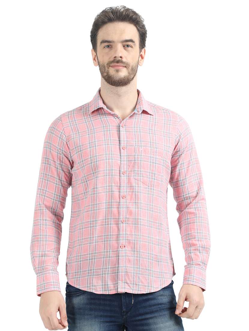 pink checkered casual shirt