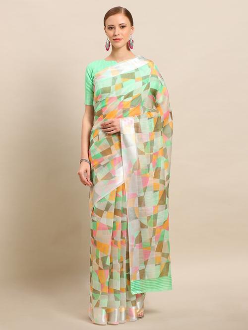 geometrical printed saree with blouse - 17514683 -  Standard Image - 0