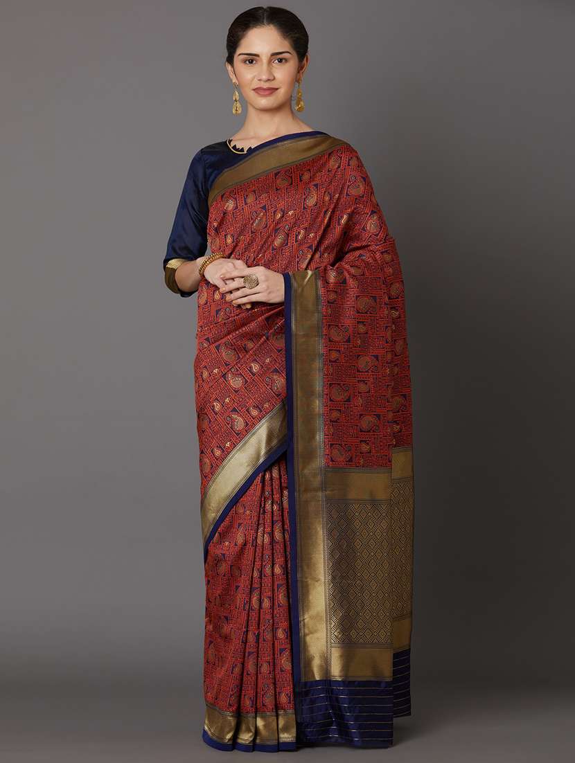 women's self design maroon colored saree