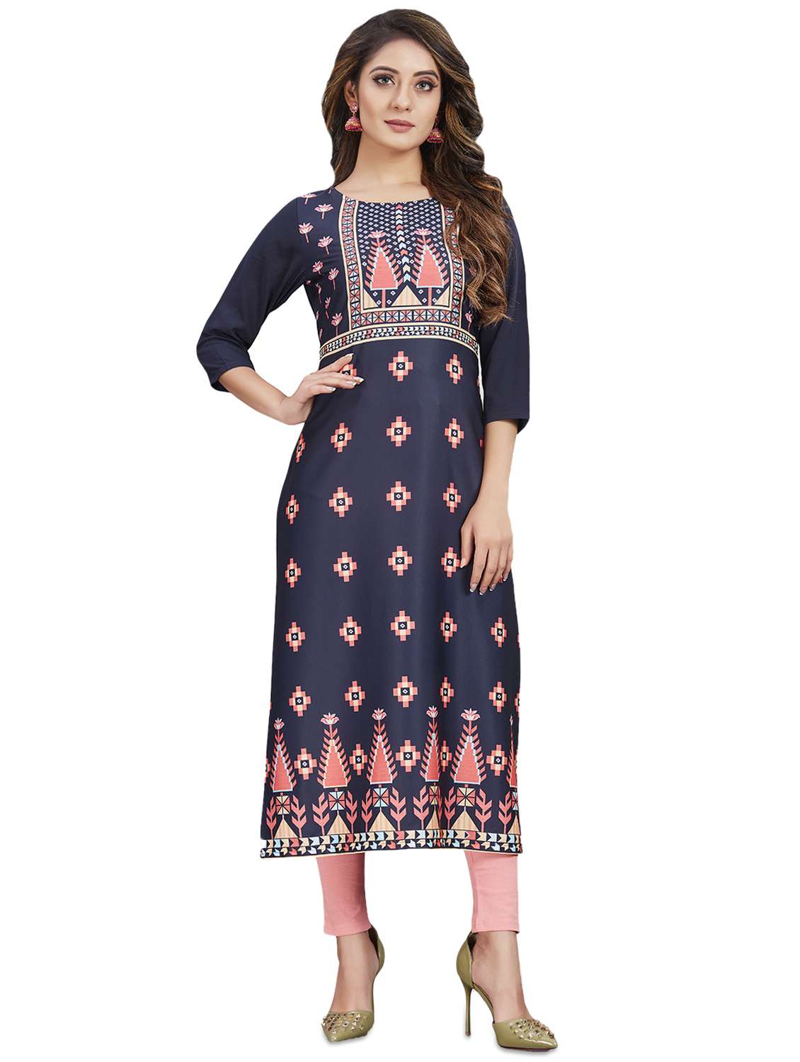 printed a-line kurti