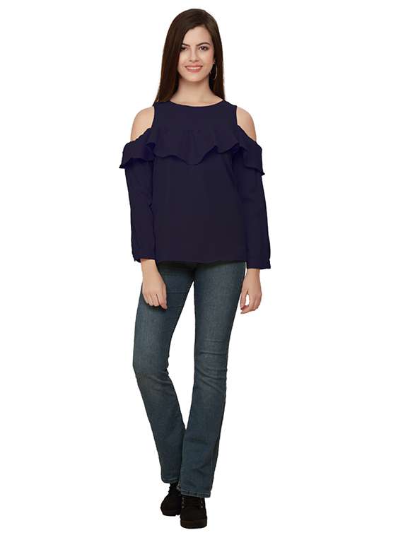 cold shoulder solid top  - 17516412 -  Standard Image - 3