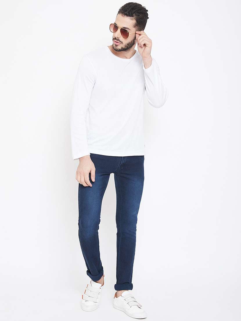 navy blue washed denim jeans - 17517751 - Standard Image - 3