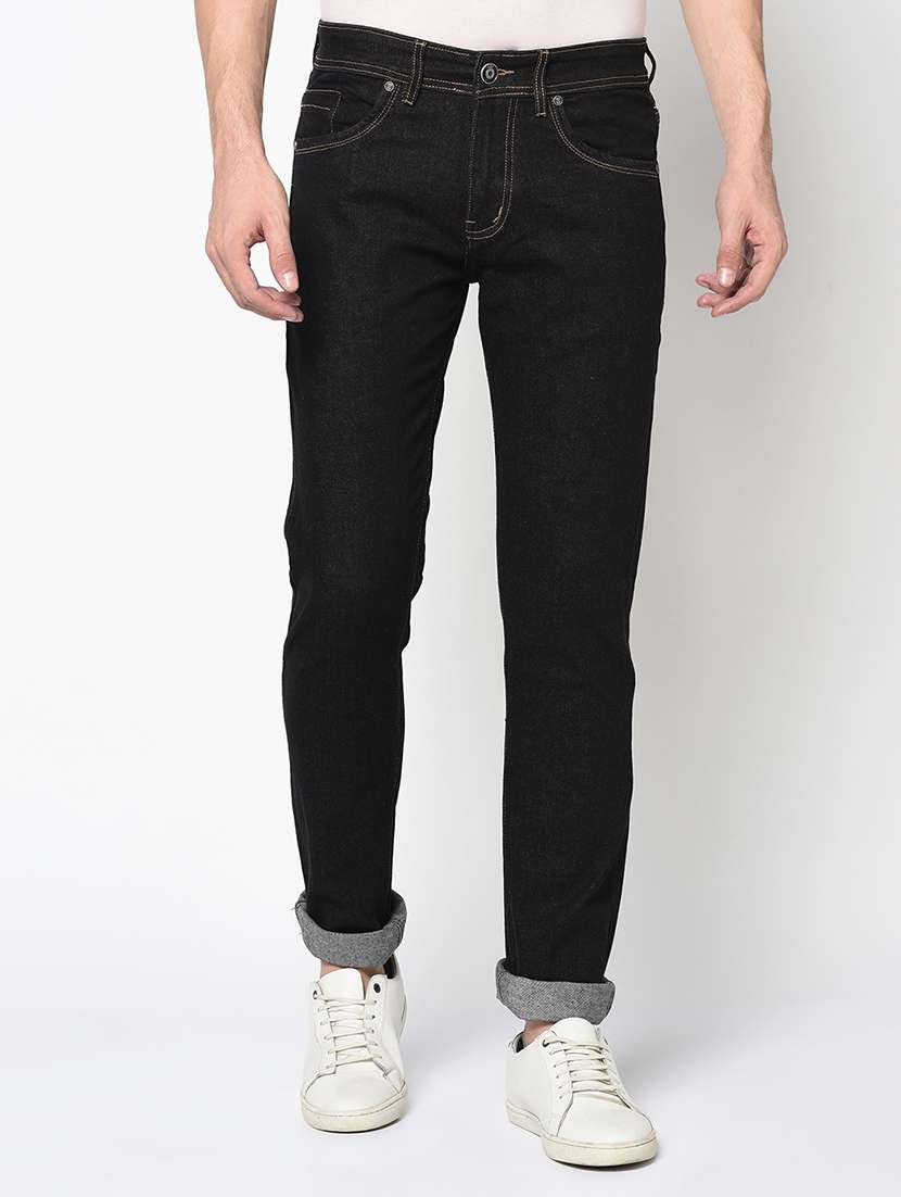 black plain denim jeans