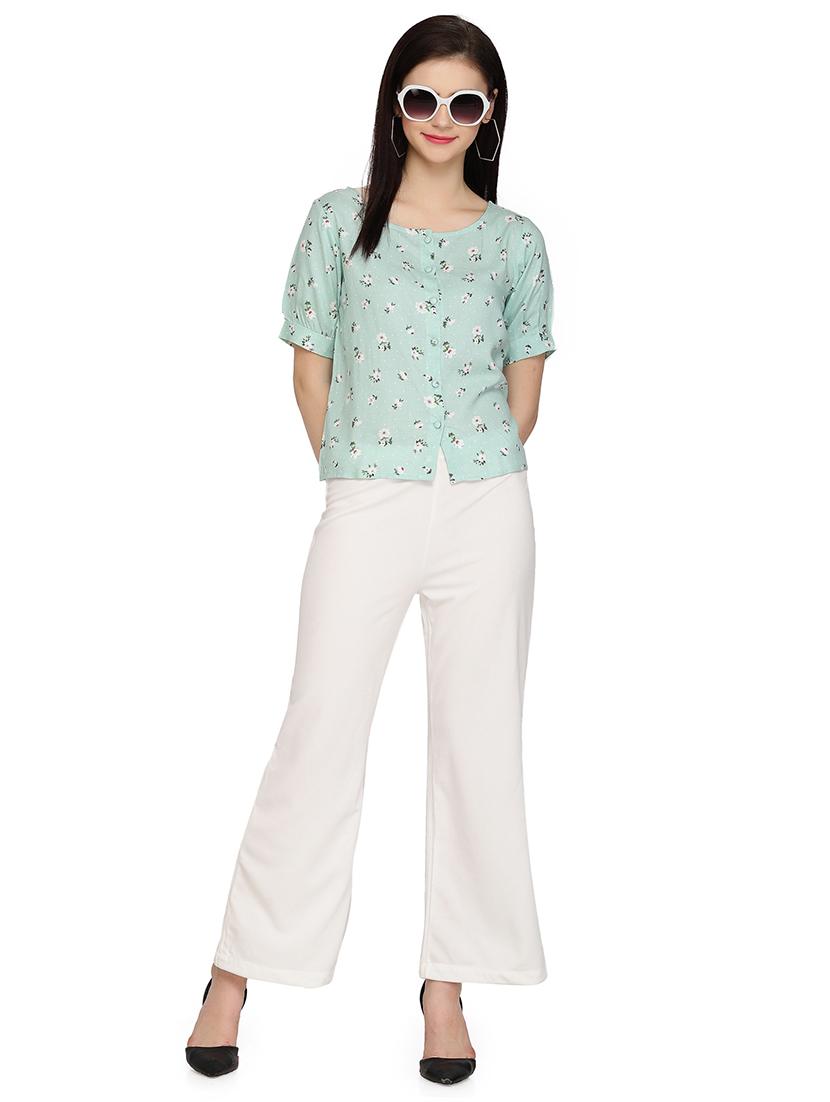 women's blouson round neck top - 17518266 - Standard Image - 3