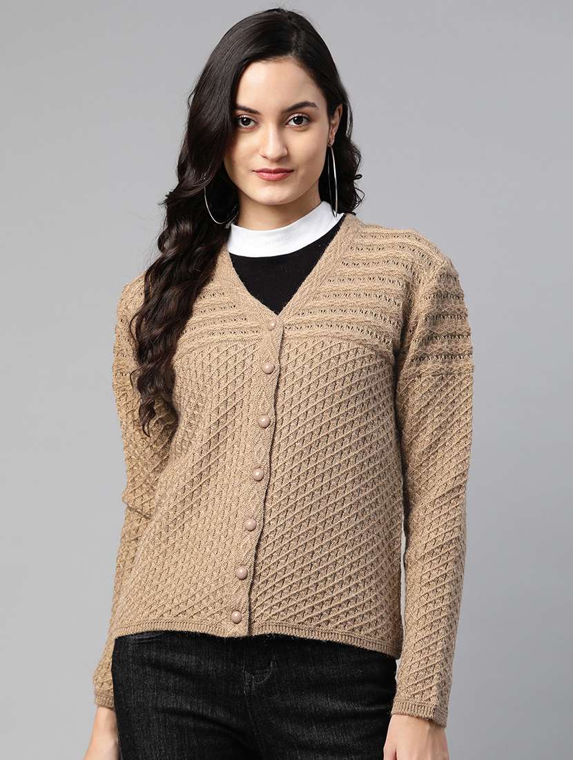 button closure wool cardigan 